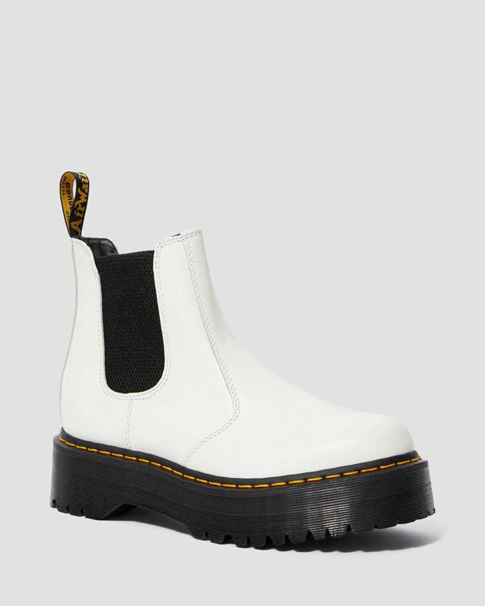 Dr Martens Chelsea Boots Herre Hvite 2976 Smooth Læder Platform 3209UGLKE